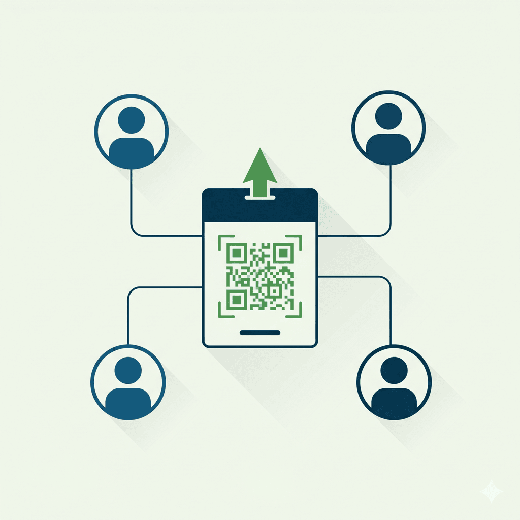 Step 04: Generate & Deploy — Detailed isometric illustration showing Generate ISO-compliant GS1 Digital Link QR codes. Differentiate access with Role-Based Access Control (RBAC). with enterprise software interface elements, in teal and navy blue color scheme, clean modern vector style